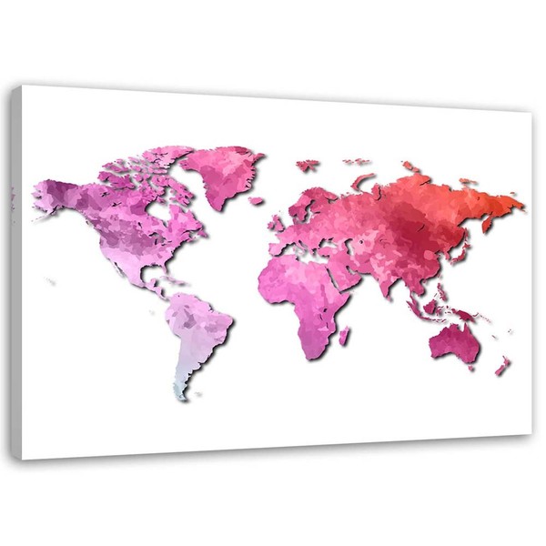Pink map of the world - Canvas prints for the office | ARC PRINT