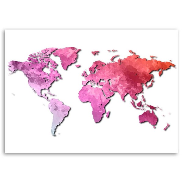 Pink map of the world - Canvas prints for the office | ARC PRINT