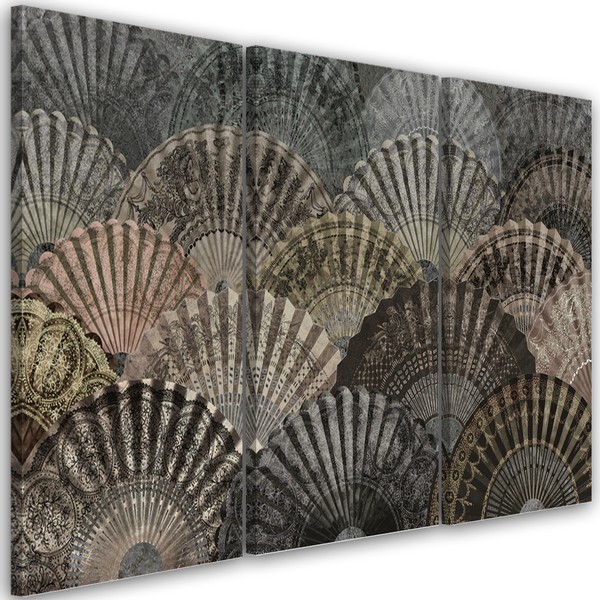 Luxury fans - Modern 3 part Canvas painting | ARC PRINT
