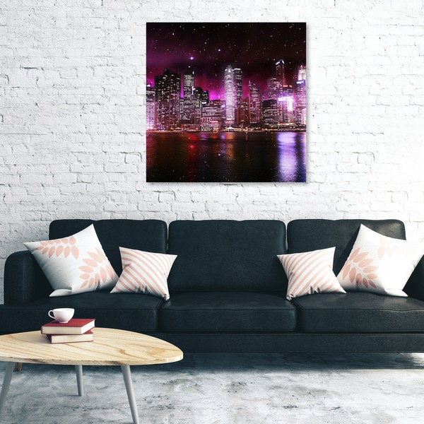 New York Skyline Purple - Painting for living room USA | ARC PRINT