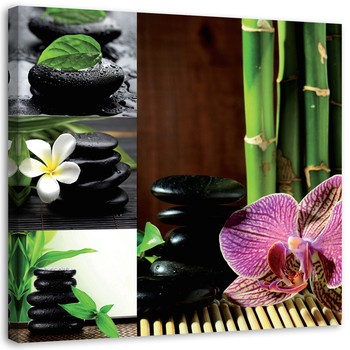 Zen collage - orchid, bamboo, stones