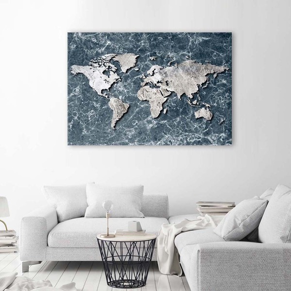 Canvas office paintings - World map on marble | ARC PRINT