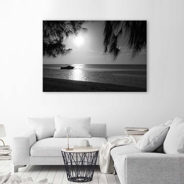 Modern painting for living room - Motorboat on the sea shore | ARC PRINT