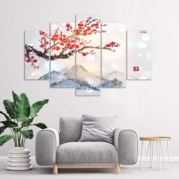 Multi-panel Canvas painting Cherry blossom tree for living room | ARC PRINT