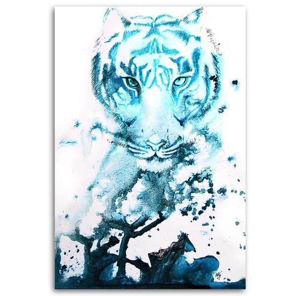 Blue tiger watercolor - Marta Horodniczy