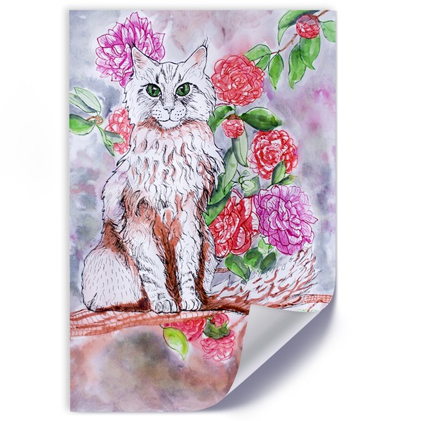 Cat in flowers - Marta Horodniczy