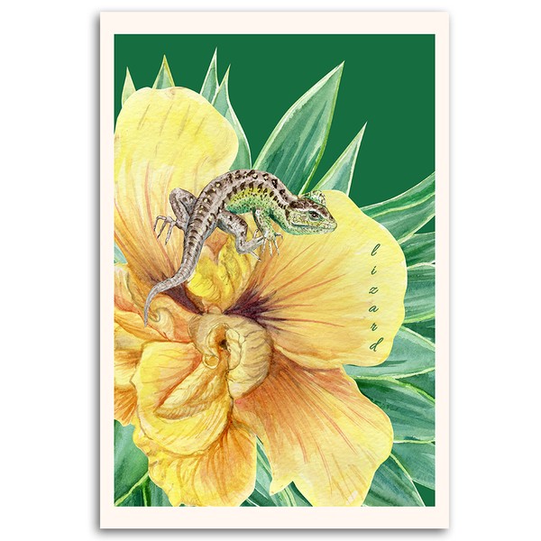 Yellow flower with lizard - Marta Horodniczy