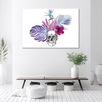 Skull and exotic flowers - Marta Horodniczy