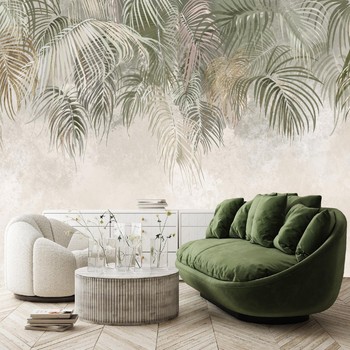 Hanging Palm Leaves Plants Concrete Green