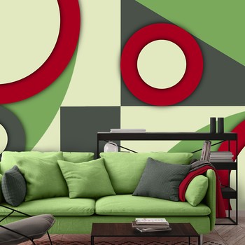 Geometric Abstract Red Green