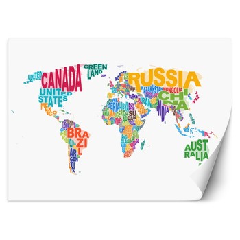 World map - coloured lettering