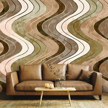 Abstract Vertical Wavy Lines Brown