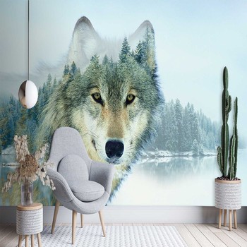 Wolf on a forest background