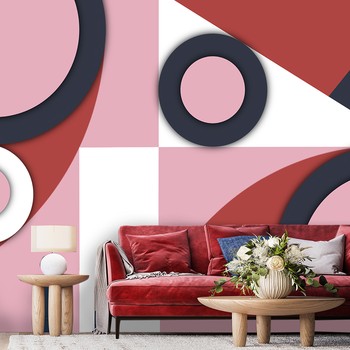 Geometric Abstract Red Pink Black