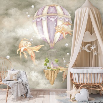 Flying Balloon and Fish Beige