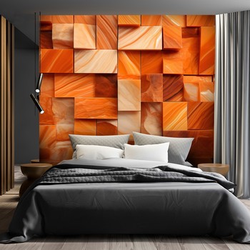 Orange cube wall 3D